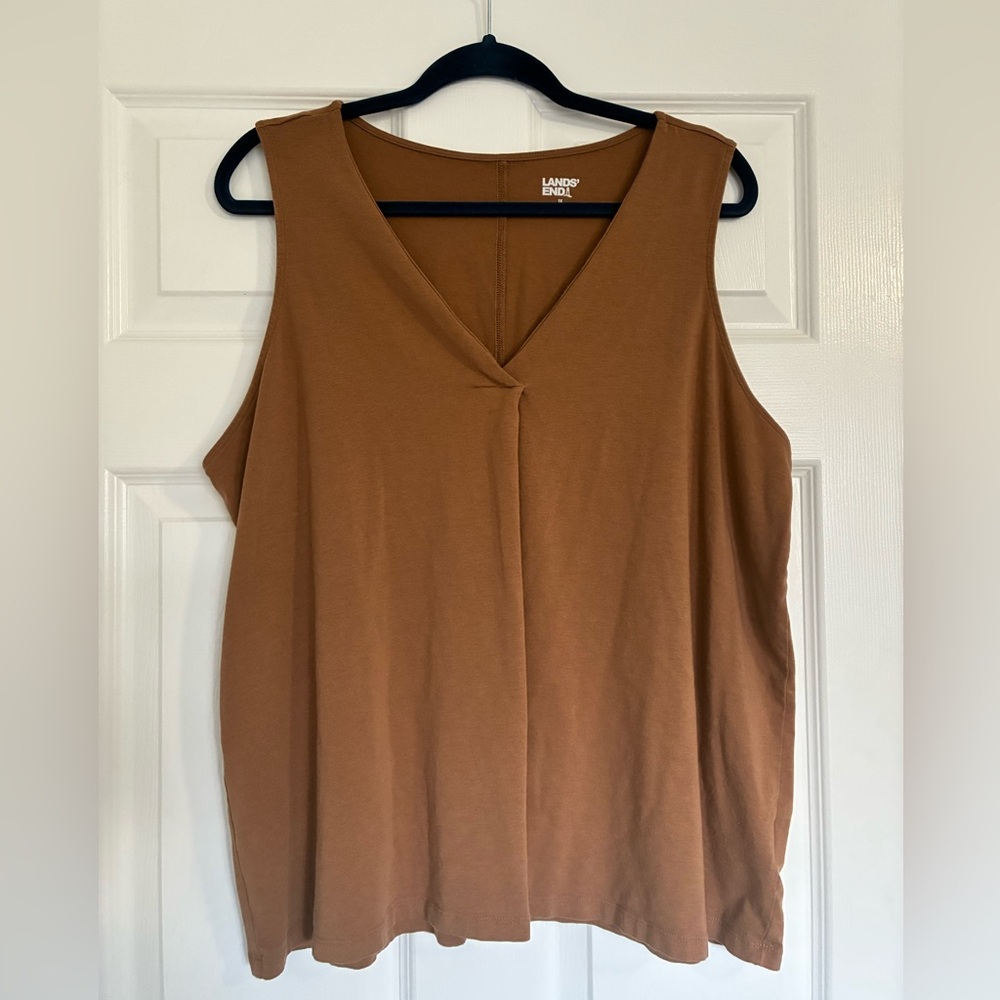 Lands' End Women's Tan V-Neck Tank Top